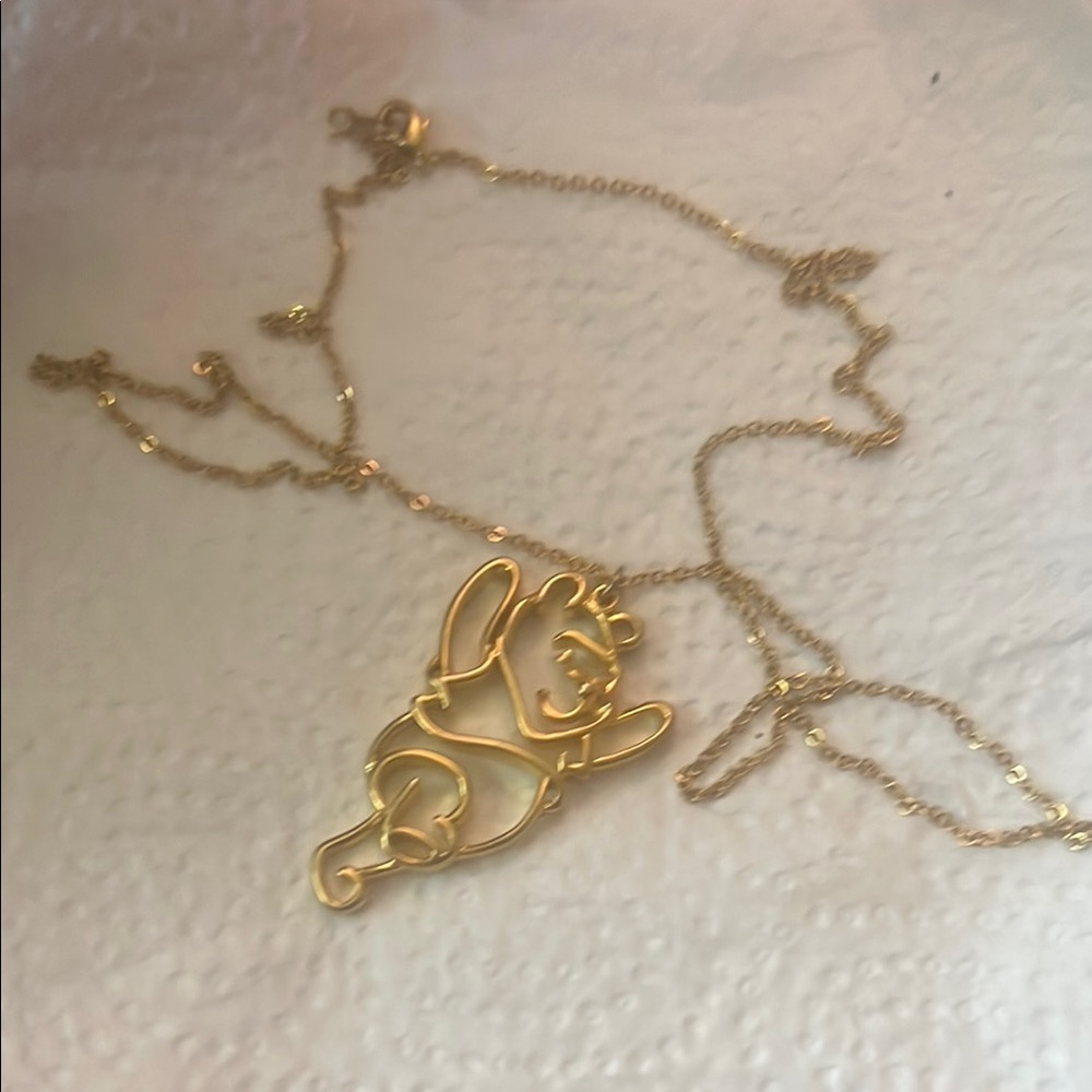 Winnie the Pooh vintage Gold Pendant Necklace